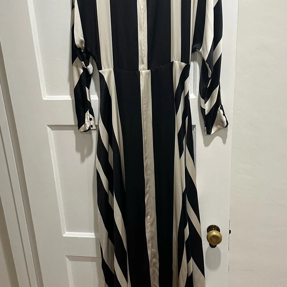 Zara Satin Effect Striped Dress - Large NWT - Picture 7 of 7